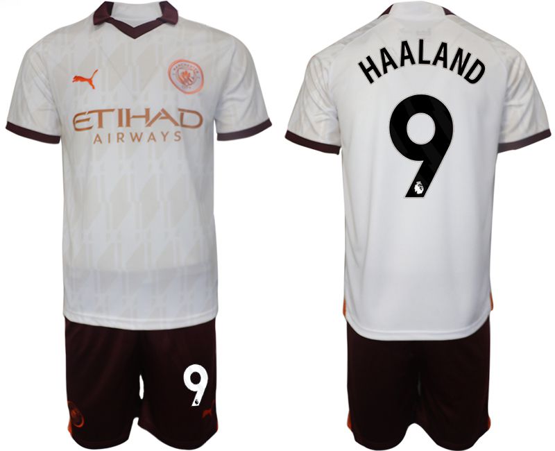 Men 2023-2024 Club Manchester City away white #9 Soccer Jersey